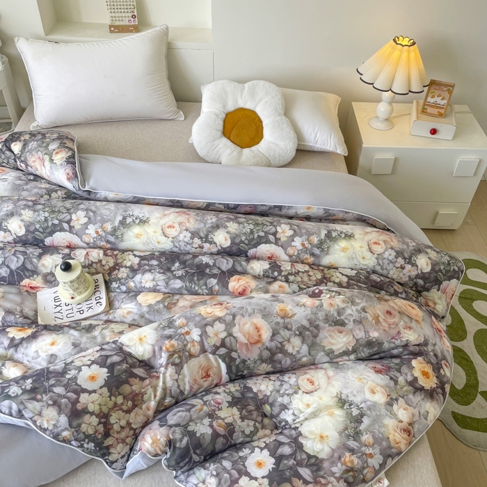 91家纺网 家纺一手货源 找家纺 小禹仔家纺  2025新款亲肤柔软大豆被数码印花针织棉大豆被冬被子被芯春秋被 碧澜绿