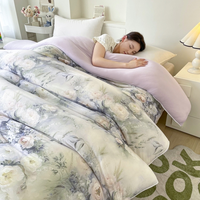 91家纺网 家纺一手货源 找家纺 小禹仔家纺  2025新款亲肤柔软大豆被数码印花针织棉大豆被冬被子被芯春秋被 风月灰