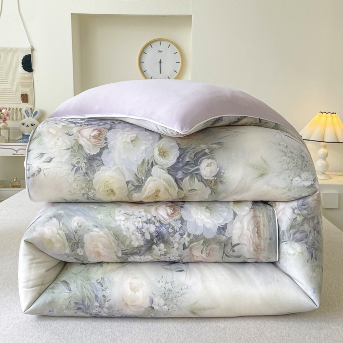 91家纺网 家纺一手货源 找家纺 小禹仔家纺  2025新款亲肤柔软大豆被数码印花针织棉大豆被冬被子被芯春秋被 风月灰,风月灰