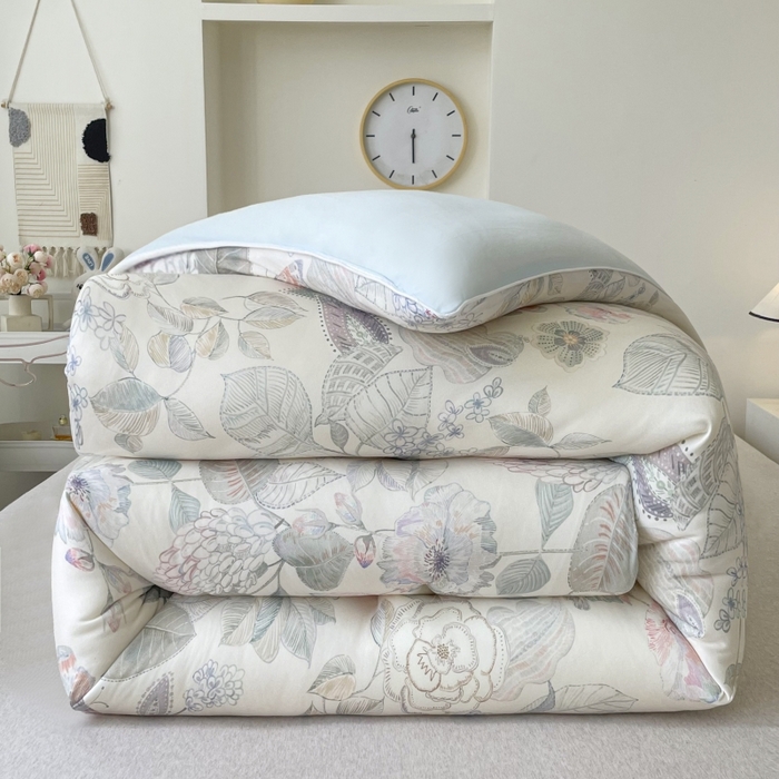 小禹仔家纺 2025新款亲肤柔软大豆被数码印花针织棉大豆被冬被子被芯春秋被 光环象牙黄