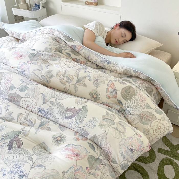 91家纺网 家纺一手货源 找家纺 小禹仔家纺  2025新款亲肤柔软大豆被数码印花针织棉大豆被冬被子被芯春秋被 光环象牙黄