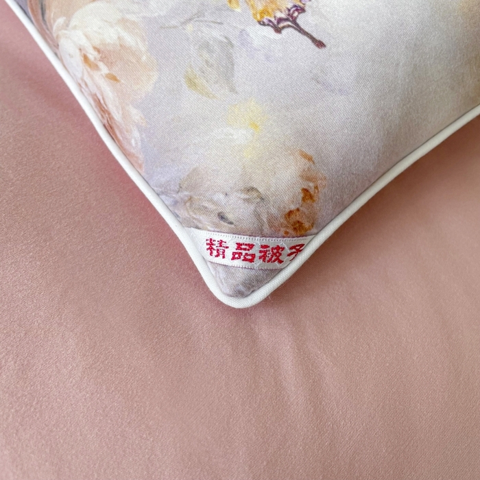 91家纺网 家纺一手货源 找家纺 小禹仔家纺  2025新款亲肤柔软大豆被数码印花针织棉大豆被冬被子被芯春秋被 红秀里粉