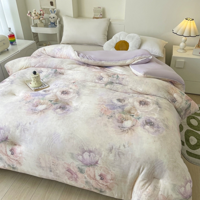 91家纺网 家纺一手货源 找家纺 小禹仔家纺  2025新款亲肤柔软大豆被数码印花针织棉大豆被冬被子被芯春秋被 花之谷