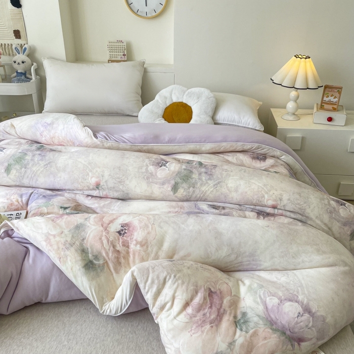 91家纺网 家纺一手货源 找家纺 小禹仔家纺  2025新款亲肤柔软大豆被数码印花针织棉大豆被冬被子被芯春秋被 花之谷