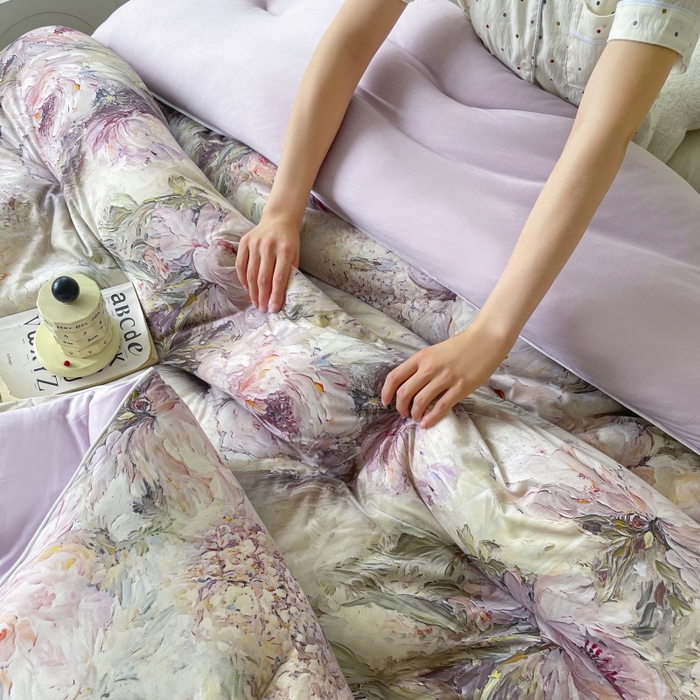 91家纺网 家纺一手货源 找家纺 小禹仔家纺  2025新款亲肤柔软大豆被数码印花针织棉大豆被冬被子被芯春秋被 恋薇时节粉