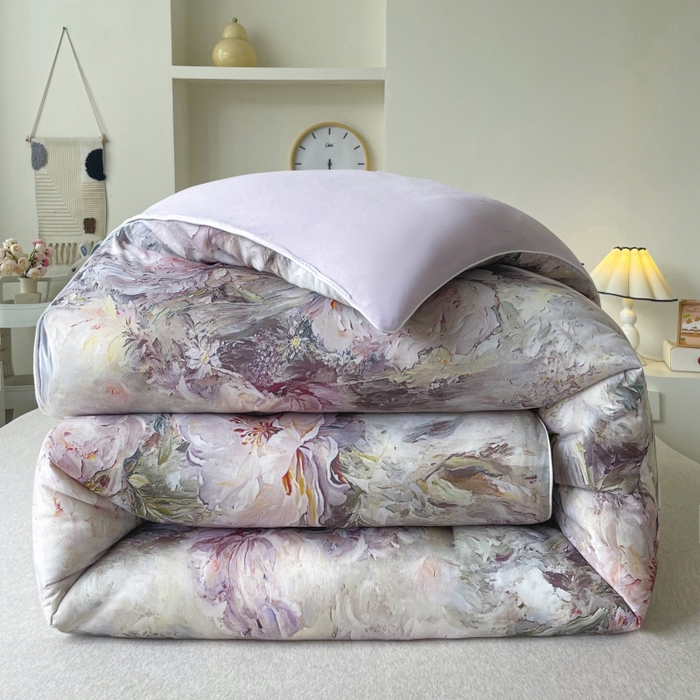 小禹仔家纺 2025新款亲肤柔软大豆被数码印花针织棉大豆被冬被子被芯春秋被 恋薇时节粉