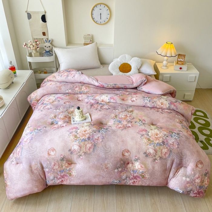 91家纺网 家纺一手货源 找家纺 小禹仔家纺  2025新款亲肤柔软大豆被数码印花针织棉大豆被冬被子被芯春秋被 陌野咖