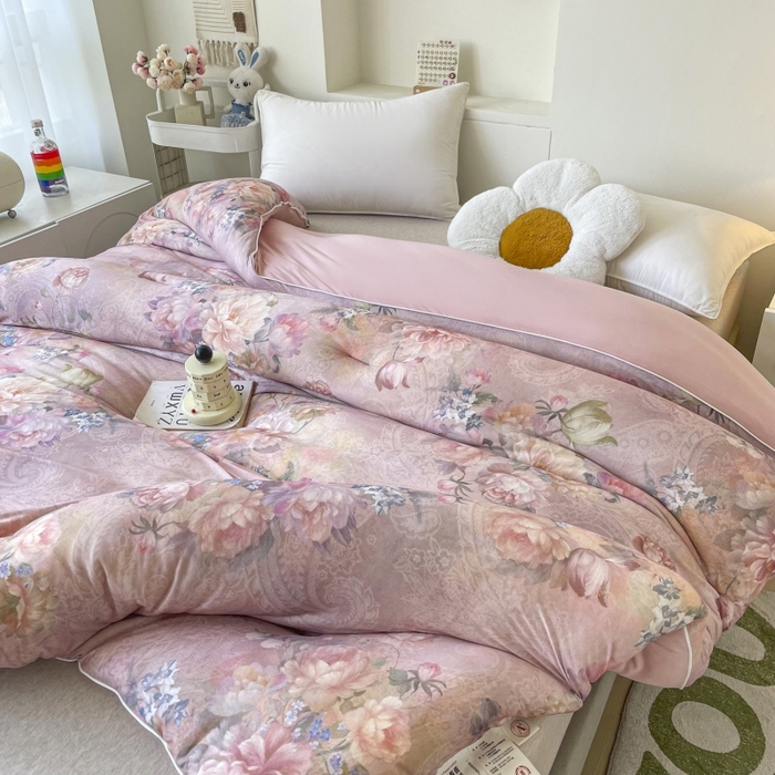 91家纺网 家纺一手货源 找家纺 小禹仔家纺  2025新款亲肤柔软大豆被数码印花针织棉大豆被冬被子被芯春秋被 陌野咖