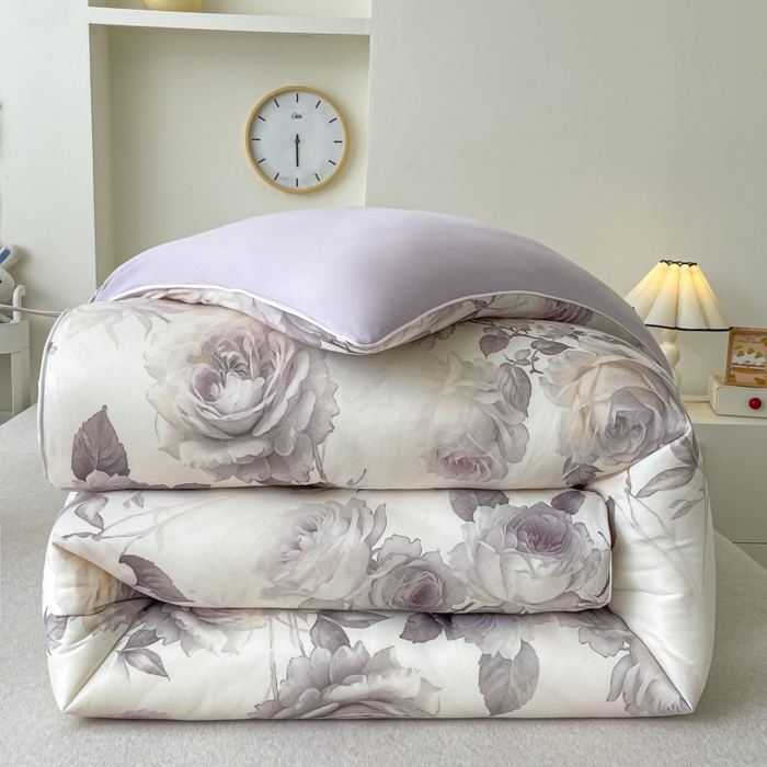 小禹仔家纺 2025新款亲肤柔软大豆被数码印花针织棉大豆被冬被子被芯春秋被 俏佳人紫