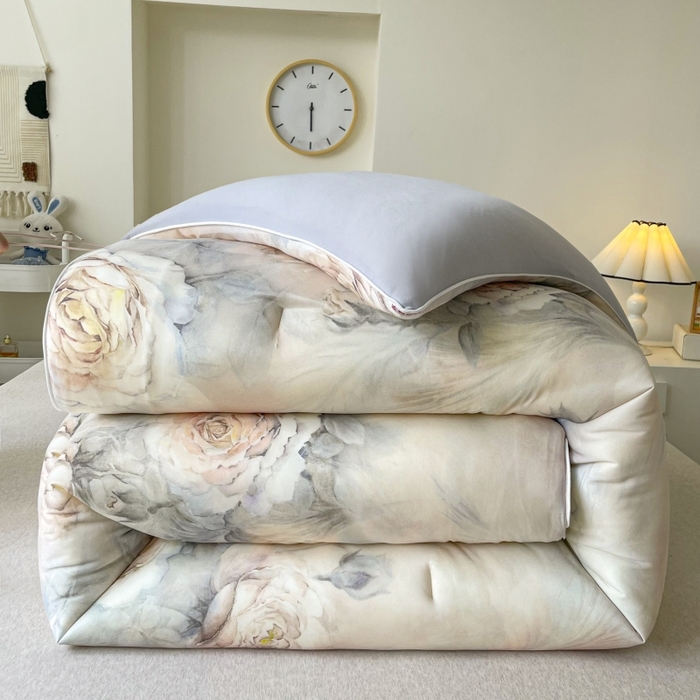 91家纺网 家纺一手货源 找家纺 小禹仔家纺  2025新款亲肤柔软大豆被数码印花针织棉大豆被冬被子被芯春秋被 云裳兰,云裳兰