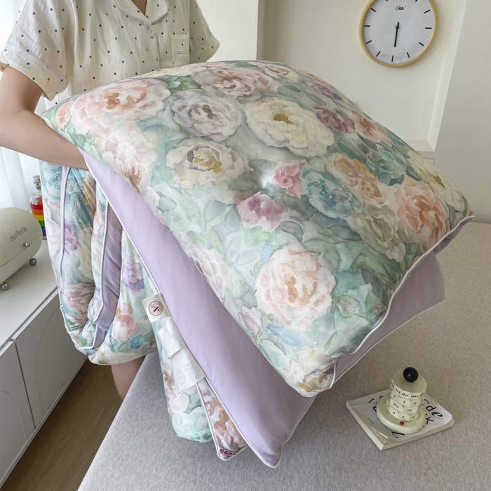 91家纺网 家纺一手货源 找家纺 小禹仔家纺  2025新款亲肤柔软大豆被数码印花针织棉大豆被冬被子被芯春秋被 醉花绿