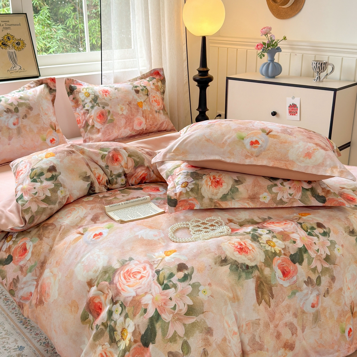 91家纺网 家纺一手货源 找家纺 典雅家纺 2025新款A类140克秋冬加厚磨毛数码印花四件套磨毛四件套 繁华似锦