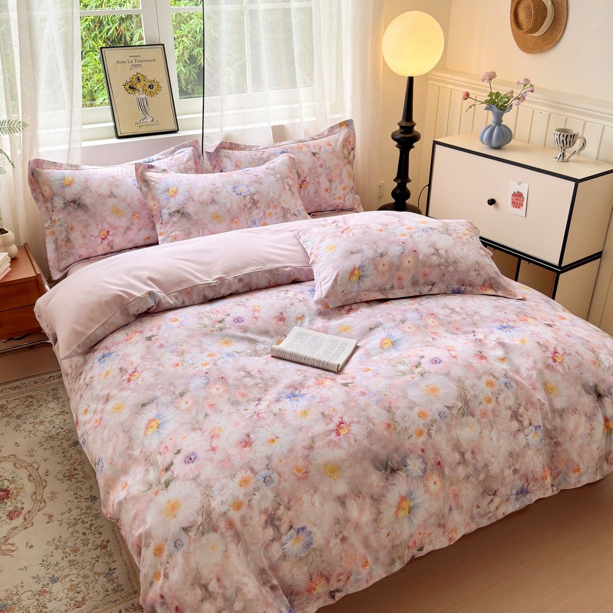 91家纺网 家纺一手货源 找家纺 典雅家纺 2025新款A类140克秋冬加厚磨毛数码印花四件套磨毛四件套 花间蜜语