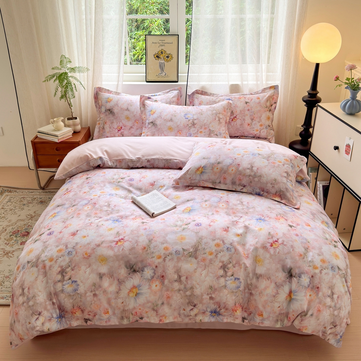 典雅家纺 2025新款A类140克秋冬加厚磨毛数码印花四件套磨毛四件套 花间蜜语