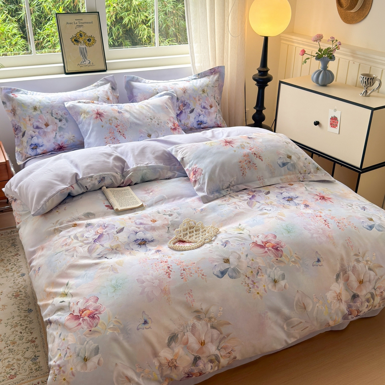 91家纺网 家纺一手货源 找家纺 典雅家纺 2025新款A类140克秋冬加厚磨毛数码印花四件套磨毛四件套 兰亭序