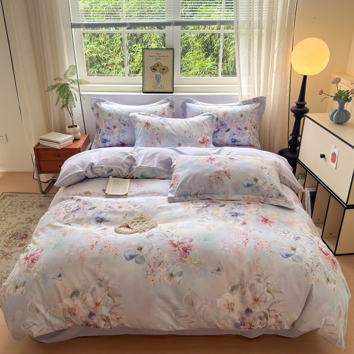 典雅家纺 2025新款A类140克秋冬加厚磨毛数码印花四件套磨毛四件套 兰亭序