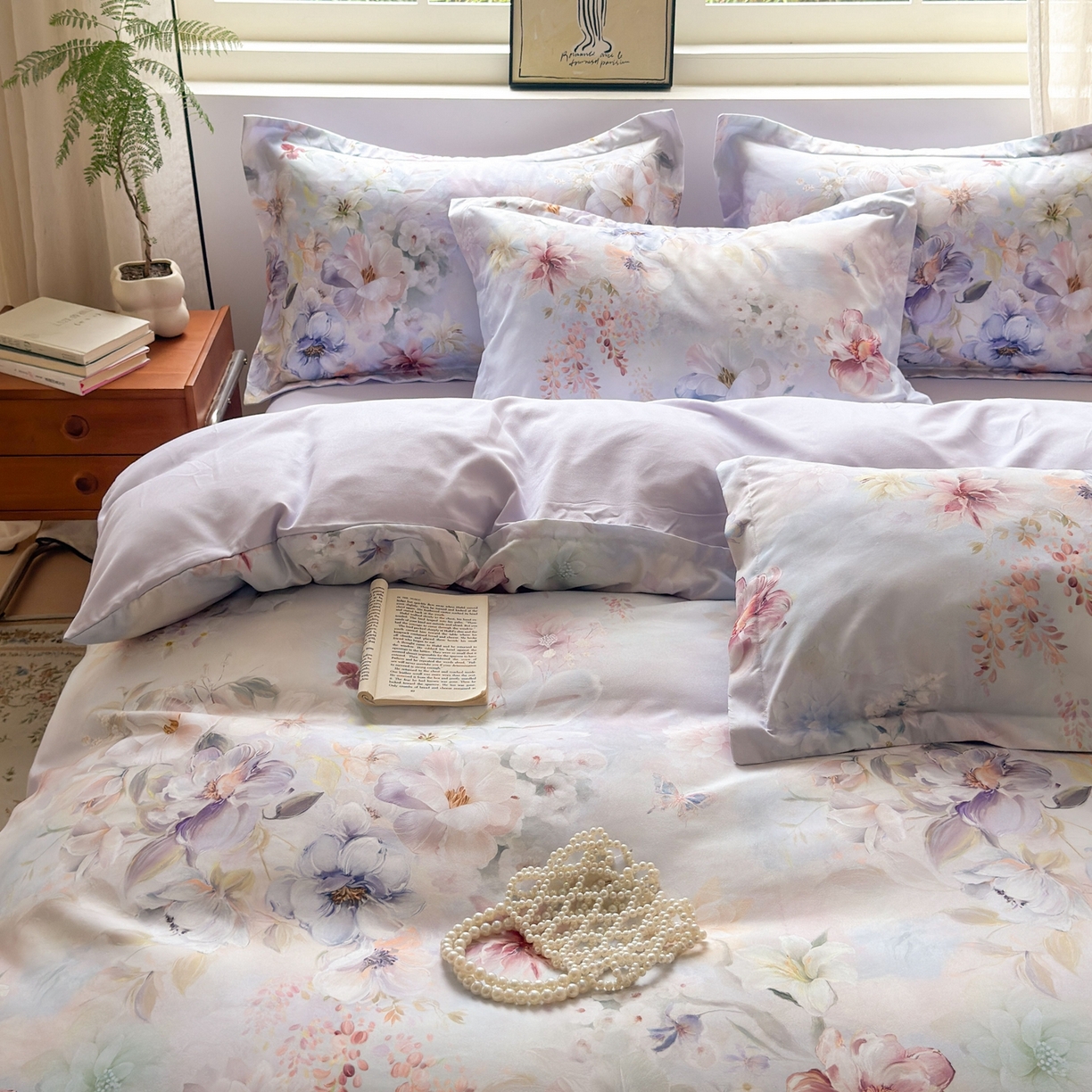 91家纺网 家纺一手货源 找家纺 典雅家纺 2025新款A类140克秋冬加厚磨毛数码印花四件套磨毛四件套 兰亭序