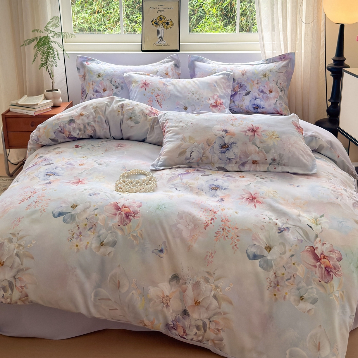 91家纺网 家纺一手货源 找家纺 典雅家纺 2025新款A类140克秋冬加厚磨毛数码印花四件套磨毛四件套 兰亭序