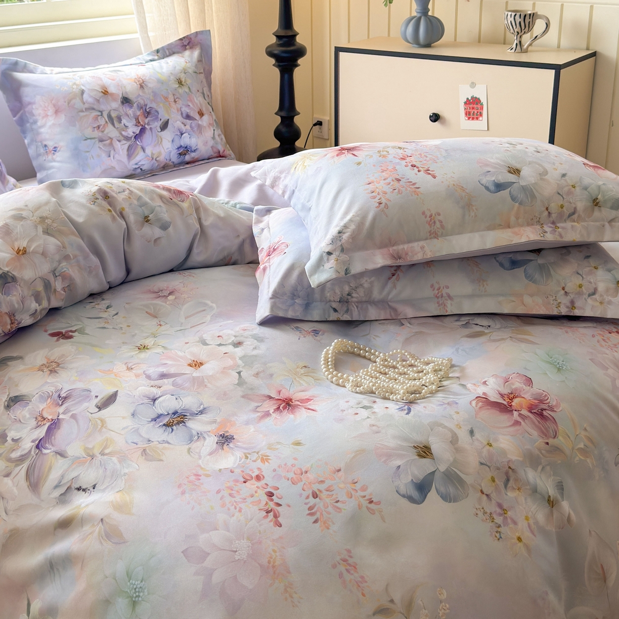 91家纺网 家纺一手货源 找家纺 典雅家纺 2025新款A类140克秋冬加厚磨毛数码印花四件套磨毛四件套 兰亭序