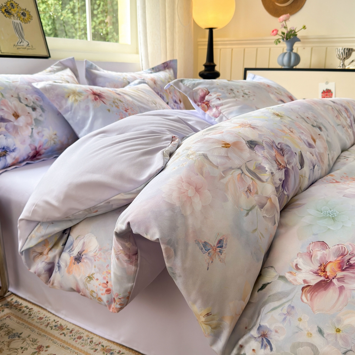 91家纺网 家纺一手货源 找家纺 典雅家纺 2025新款A类140克秋冬加厚磨毛数码印花四件套磨毛四件套 兰亭序