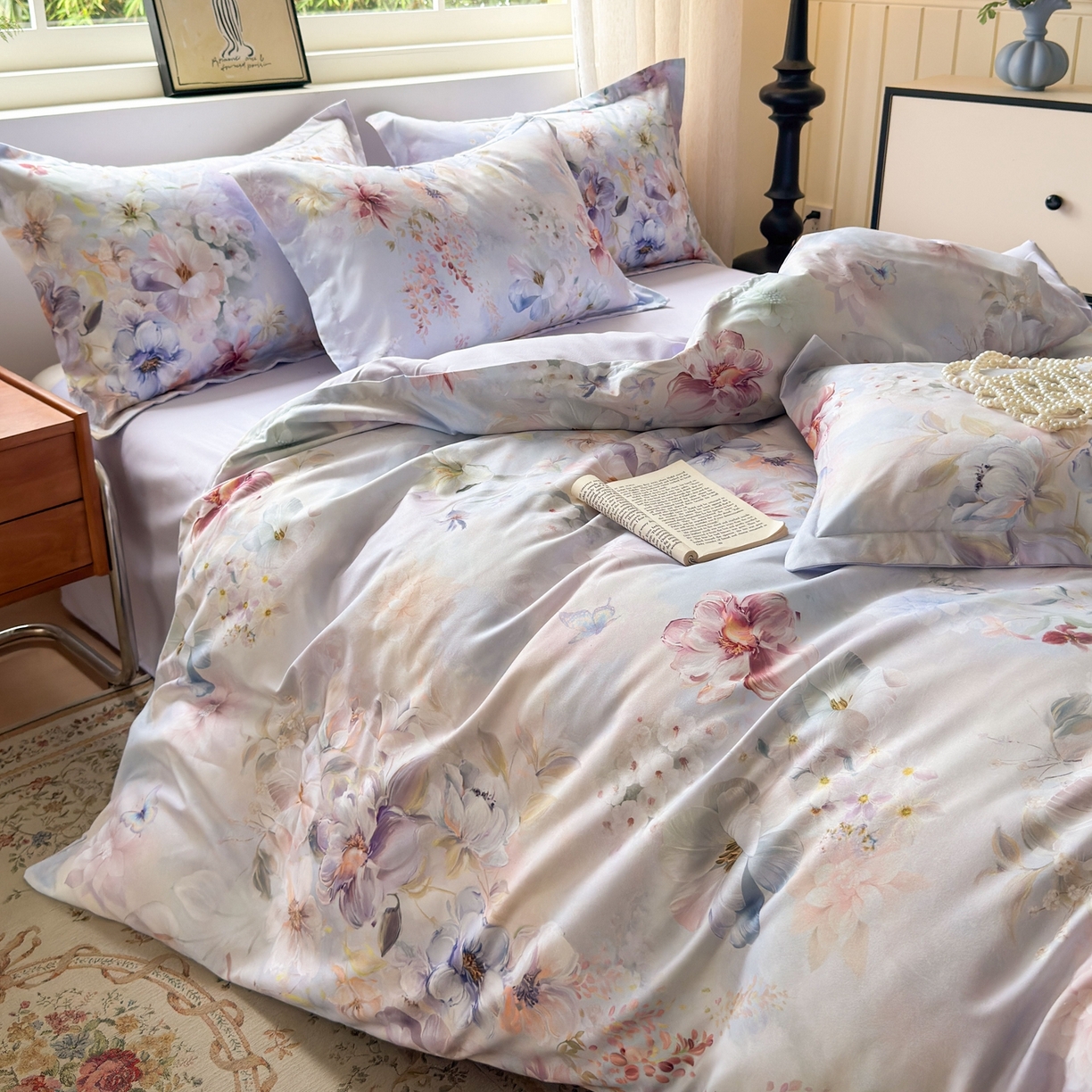 91家纺网 家纺一手货源 找家纺 典雅家纺 2025新款A类140克秋冬加厚磨毛数码印花四件套磨毛四件套 兰亭序