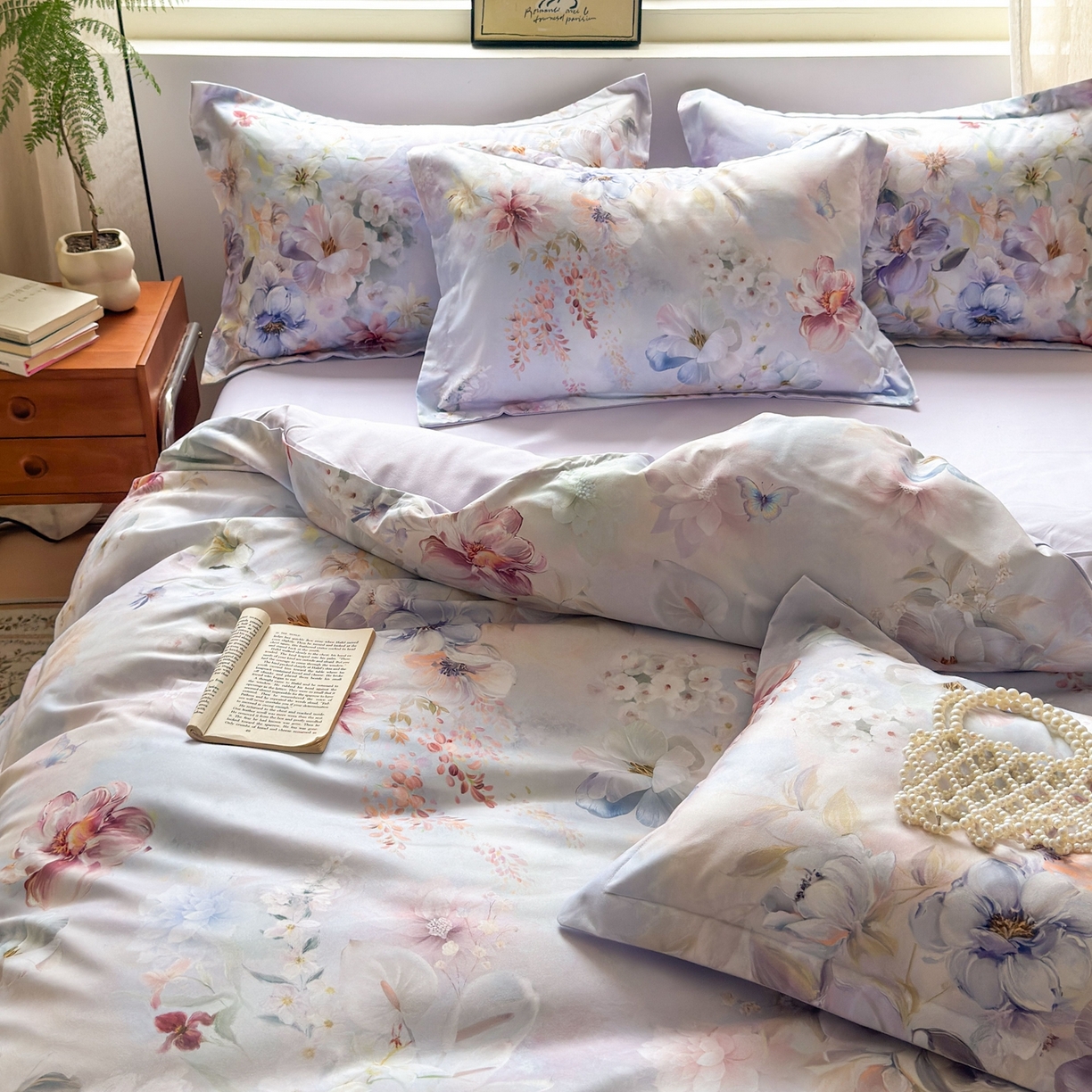 91家纺网 家纺一手货源 找家纺 典雅家纺 2025新款A类140克秋冬加厚磨毛数码印花四件套磨毛四件套 兰亭序