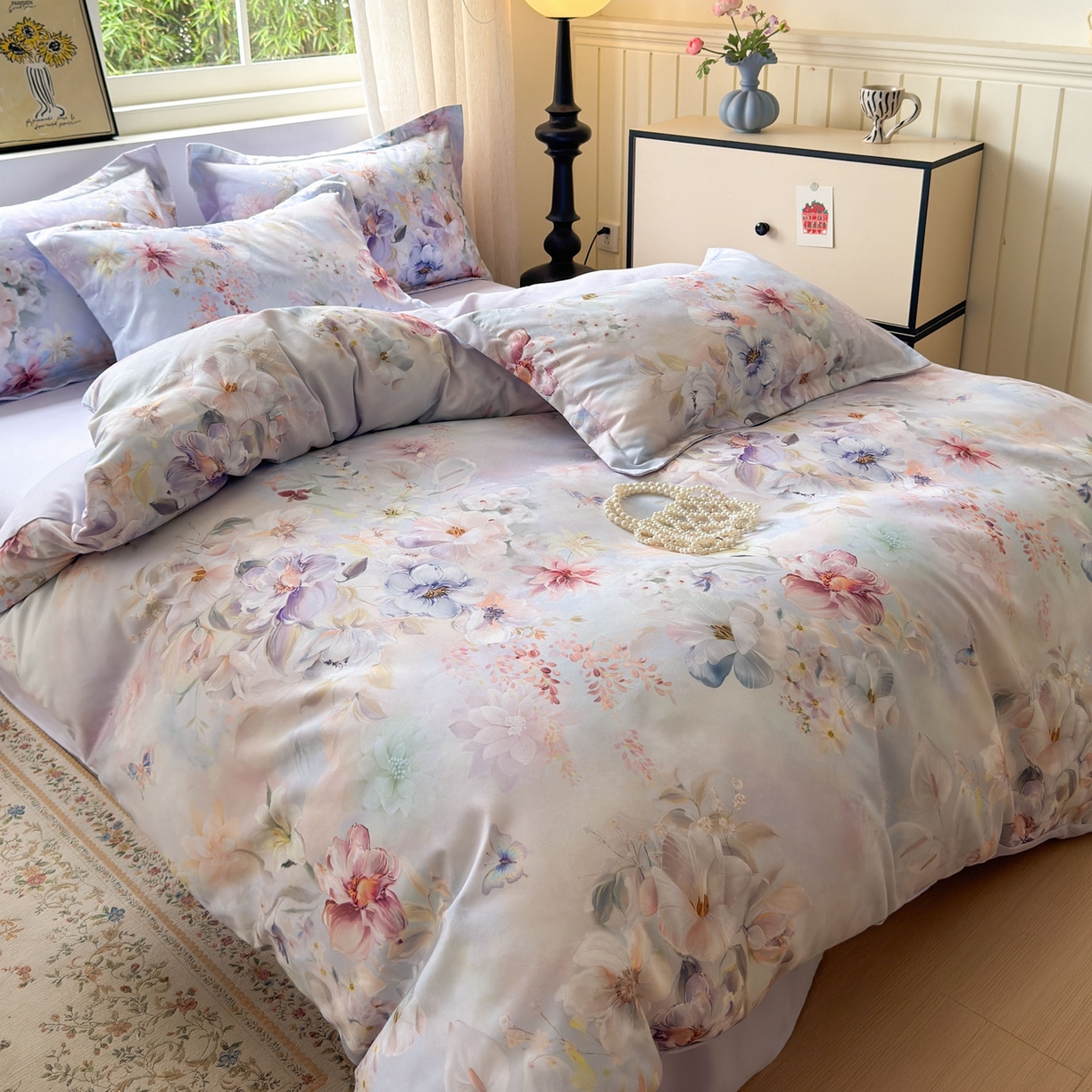 91家纺网 家纺一手货源 找家纺 典雅家纺 2025新款A类140克秋冬加厚磨毛数码印花四件套磨毛四件套 兰亭序