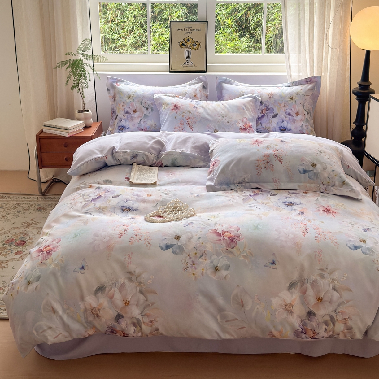 91家纺网 家纺一手货源 找家纺 典雅家纺 2025新款A类140克秋冬加厚磨毛数码印花四件套磨毛四件套 兰亭序