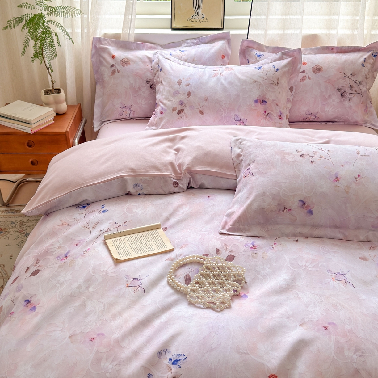 91家纺网 家纺一手货源 找家纺 典雅家纺 2025新款A类140克秋冬加厚磨毛数码印花四件套磨毛四件套 醉清颜