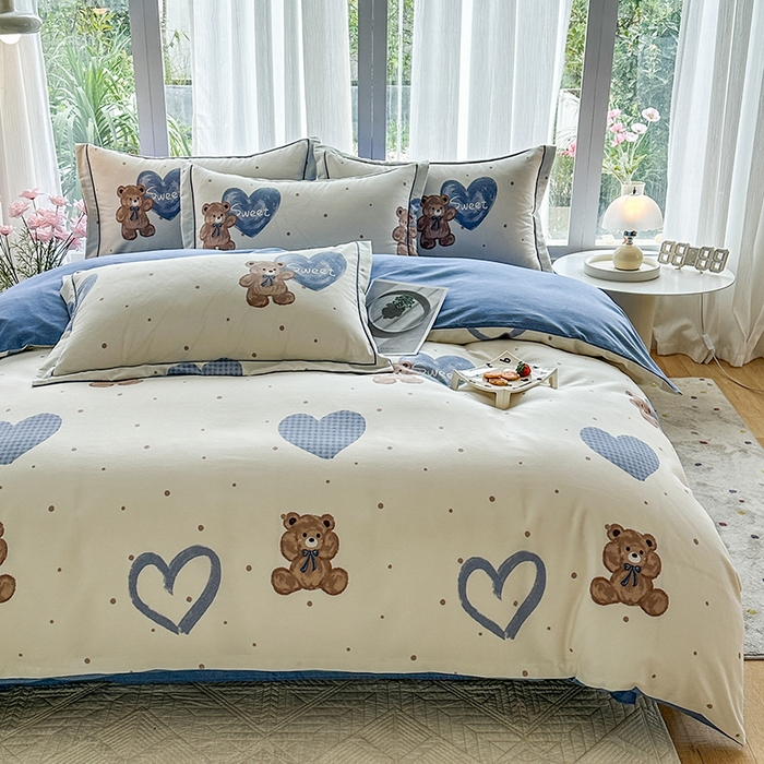 91家纺网 家纺一手货源 找家纺 （总）眷恋家纺 2025秋冬新款全棉纯棉喷气加厚磨毛纯棉四件套