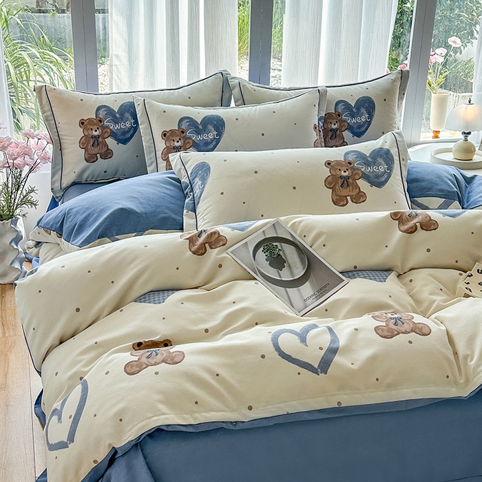 91家纺网 家纺一手货源 找家纺 （总）眷恋家纺 2025秋冬新款全棉纯棉喷气加厚磨毛纯棉四件套