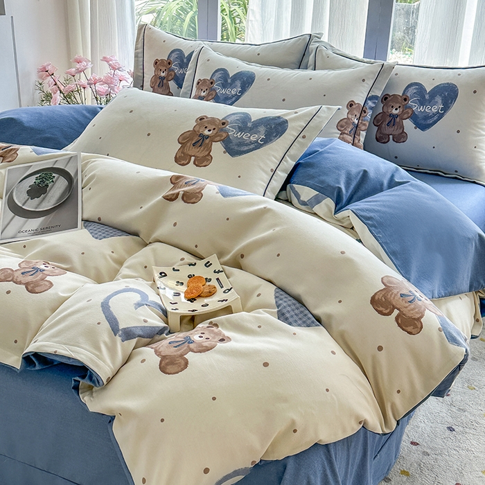 91家纺网 家纺一手货源 找家纺 （总）眷恋家纺 2025秋冬新款全棉纯棉喷气加厚磨毛纯棉四件套