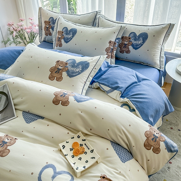 91家纺网 家纺一手货源 找家纺 （总）眷恋家纺 2025秋冬新款全棉纯棉喷气加厚磨毛纯棉四件套