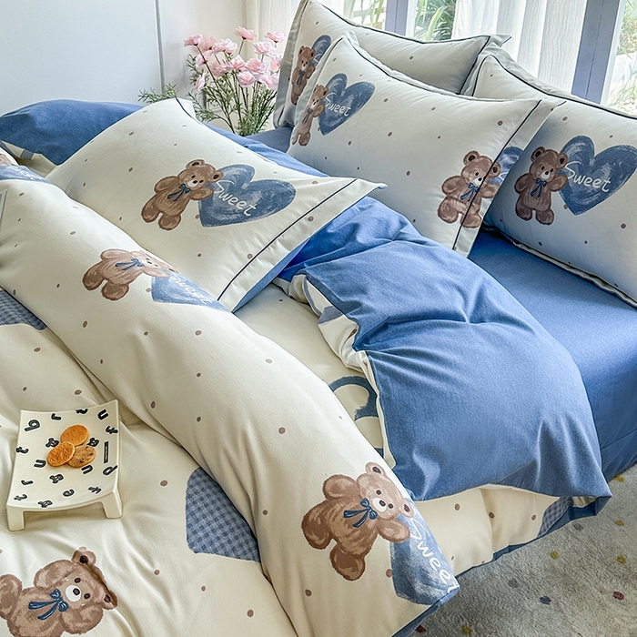 91家纺网 家纺一手货源 找家纺 （总）眷恋家纺 2025秋冬新款全棉纯棉喷气加厚磨毛纯棉四件套