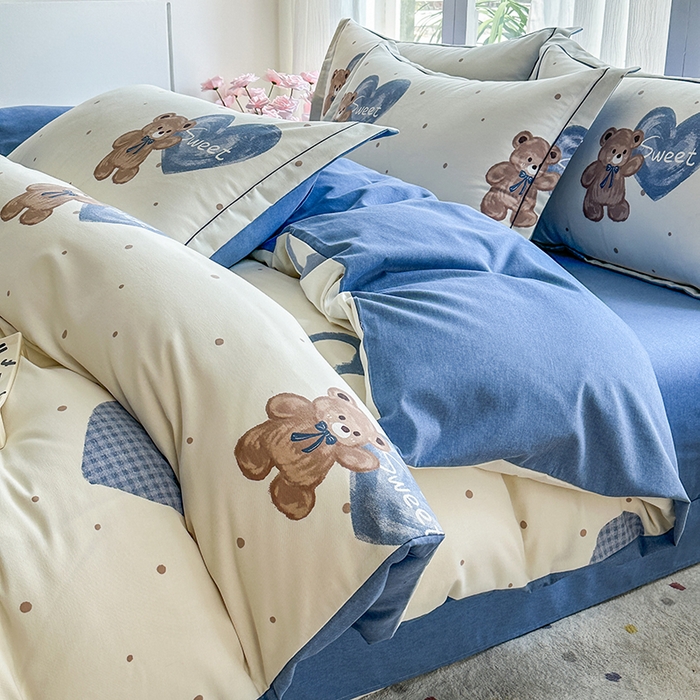 91家纺网 家纺一手货源 找家纺 （总）眷恋家纺 2025秋冬新款全棉纯棉喷气加厚磨毛纯棉四件套