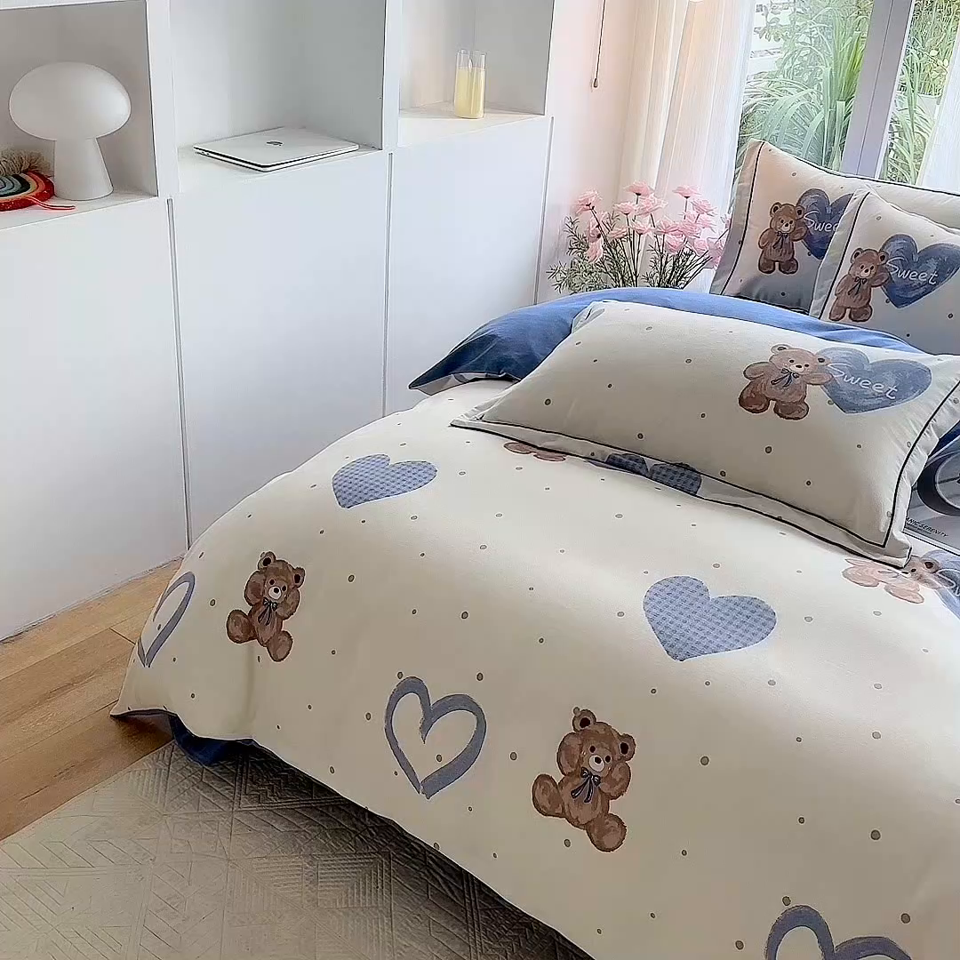 91家纺网 家纺一手货源 找家纺 （总）眷恋家纺 2025秋冬新款全棉纯棉喷气加厚磨毛纯棉四件套