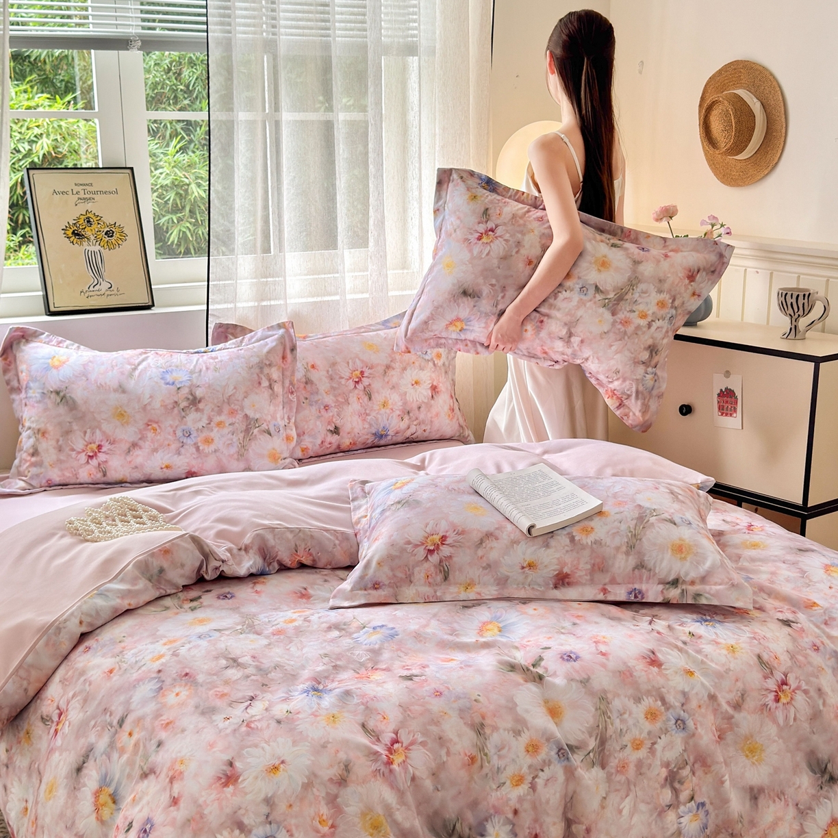 91家纺网 家纺一手货源 找家纺 典雅家纺 2025新款A类140克秋冬加厚磨毛数码印花四件套磨毛四件套 花间蜜语