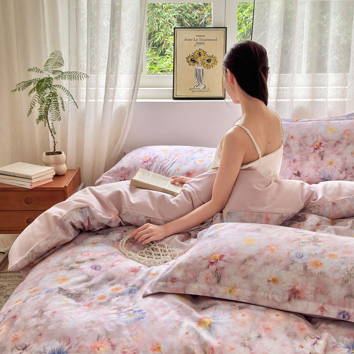 91家纺网 家纺一手货源 找家纺 典雅家纺 2025新款A类140克秋冬加厚磨毛数码印花四件套磨毛四件套 花间蜜语