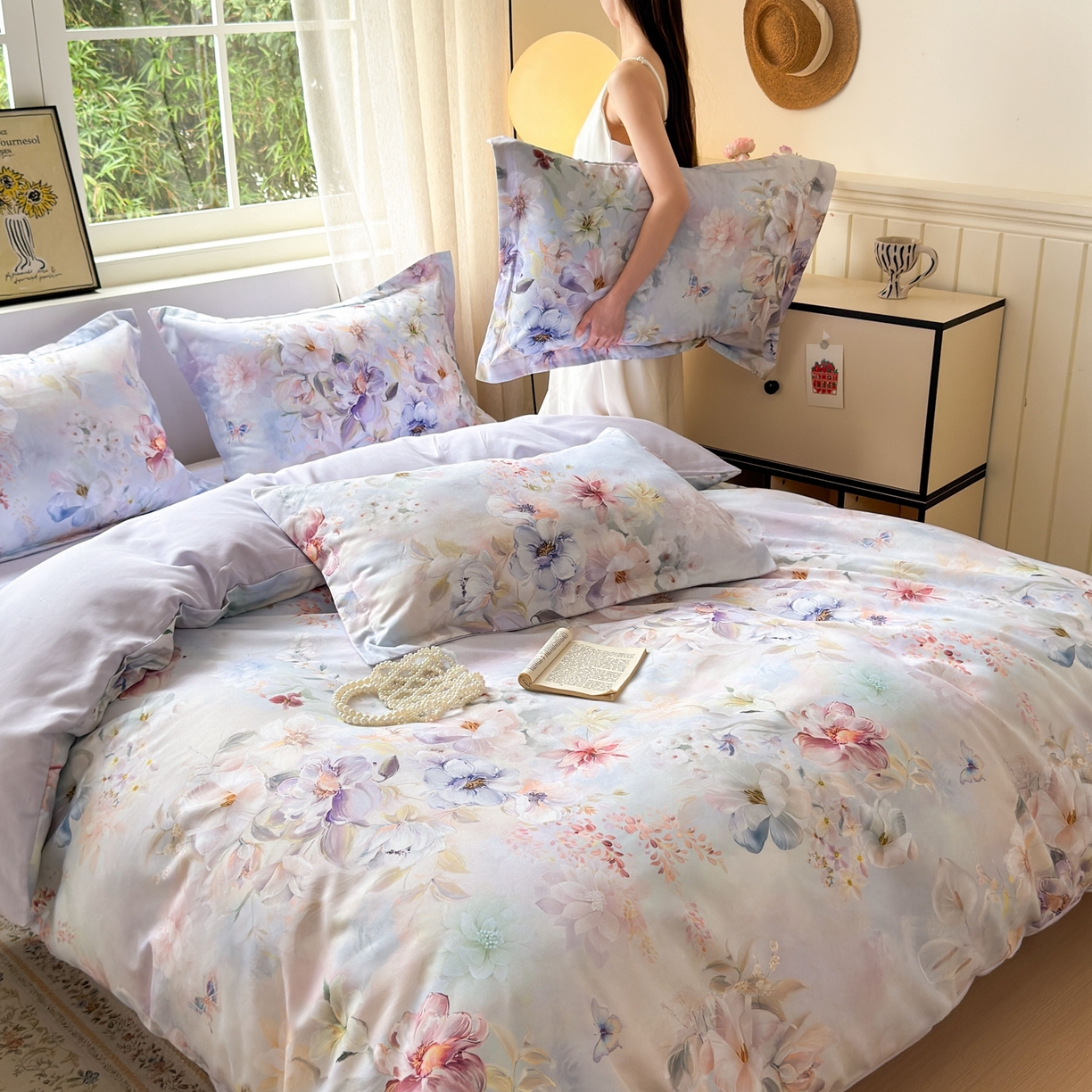 91家纺网 家纺一手货源 找家纺 典雅家纺 2025新款A类140克秋冬加厚磨毛数码印花四件套磨毛四件套 兰亭序