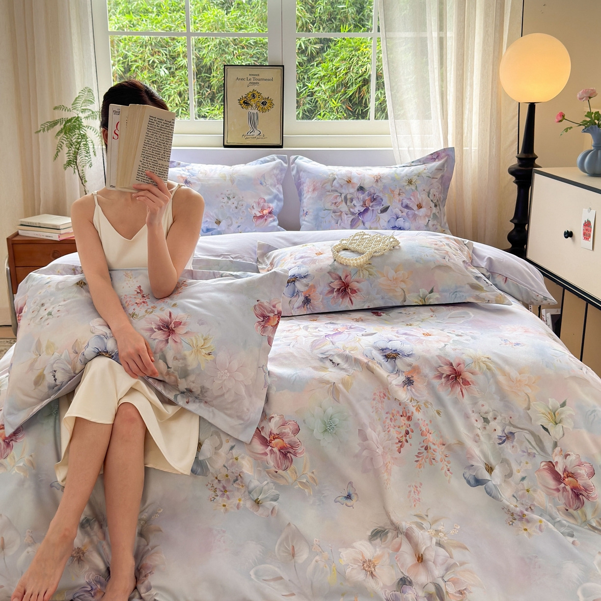 91家纺网 家纺一手货源 找家纺 典雅家纺 2025新款A类140克秋冬加厚磨毛数码印花四件套磨毛四件套 兰亭序