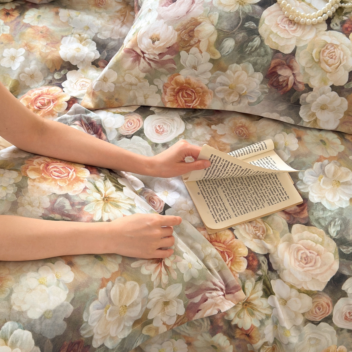 91家纺网 家纺一手货源 找家纺 典雅家纺 2025新款A类140克秋冬加厚磨毛数码印花四件套磨毛四件套 陌上花开