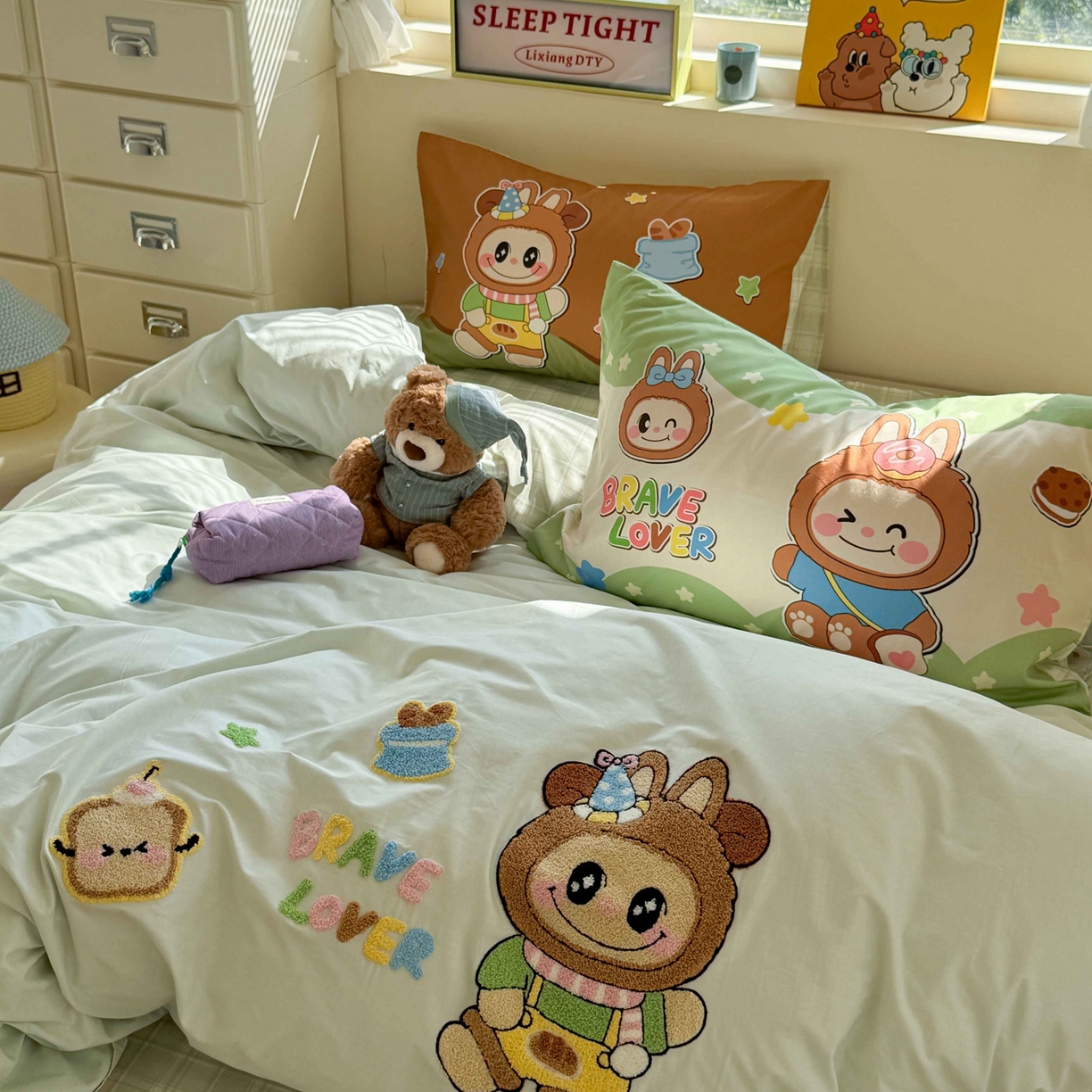 91家纺网 家纺一手货源 找家纺 柚子YOUTH 2025新款全棉纯棉印花毛巾绣四件套 毛绒布布