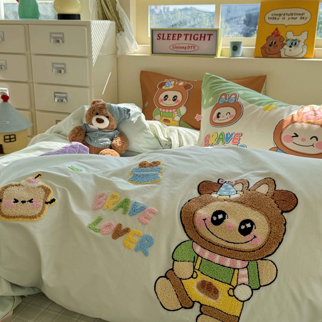 91家纺网 家纺一手货源 找家纺 柚子YOUTH 2025新款全棉纯棉印花毛巾绣四件套 毛绒布布