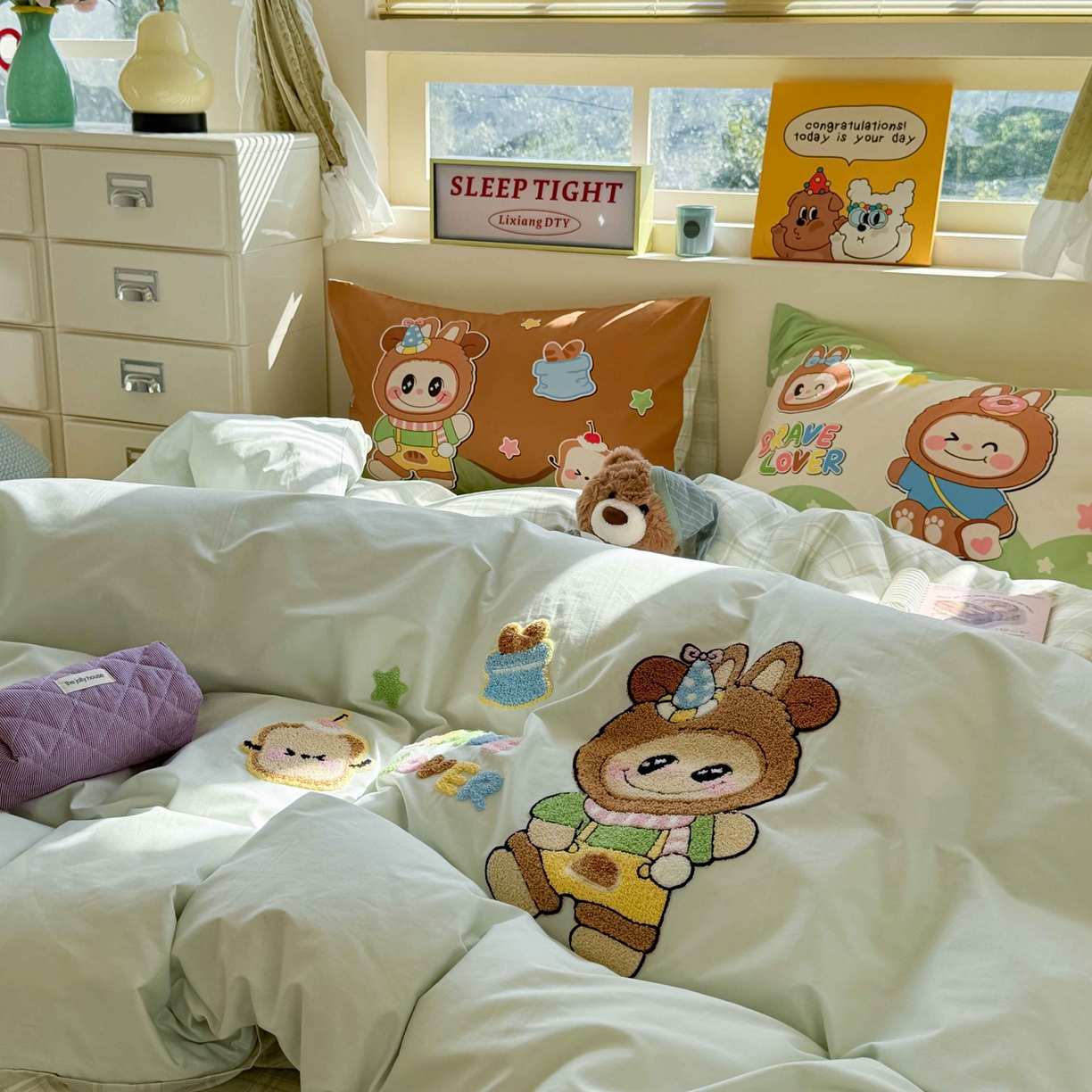 91家纺网 家纺一手货源 找家纺 柚子YOUTH 2025新款全棉纯棉印花毛巾绣四件套 毛绒布布