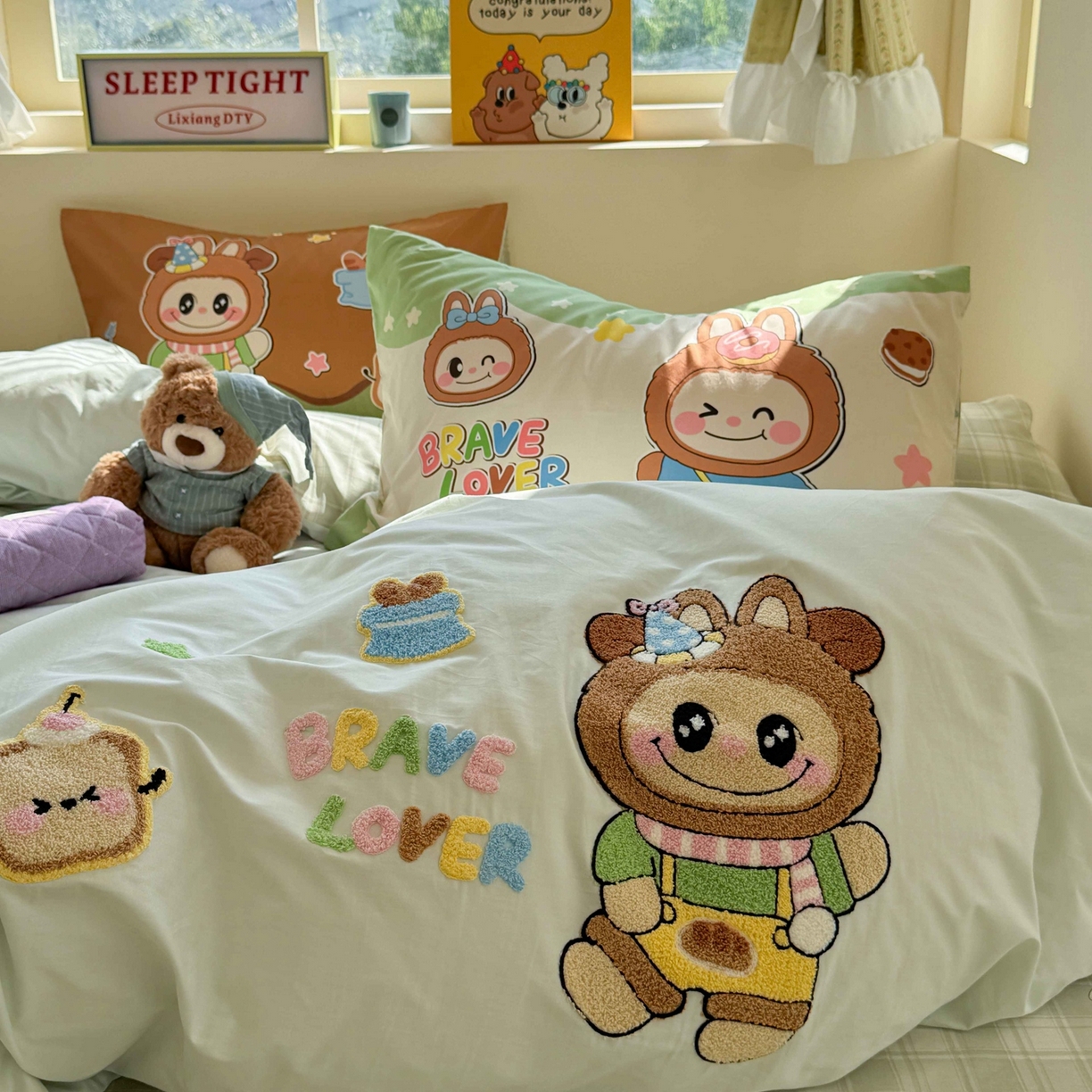 91家纺网 家纺一手货源 找家纺 柚子YOUTH 2025新款全棉纯棉印花毛巾绣四件套 毛绒布布