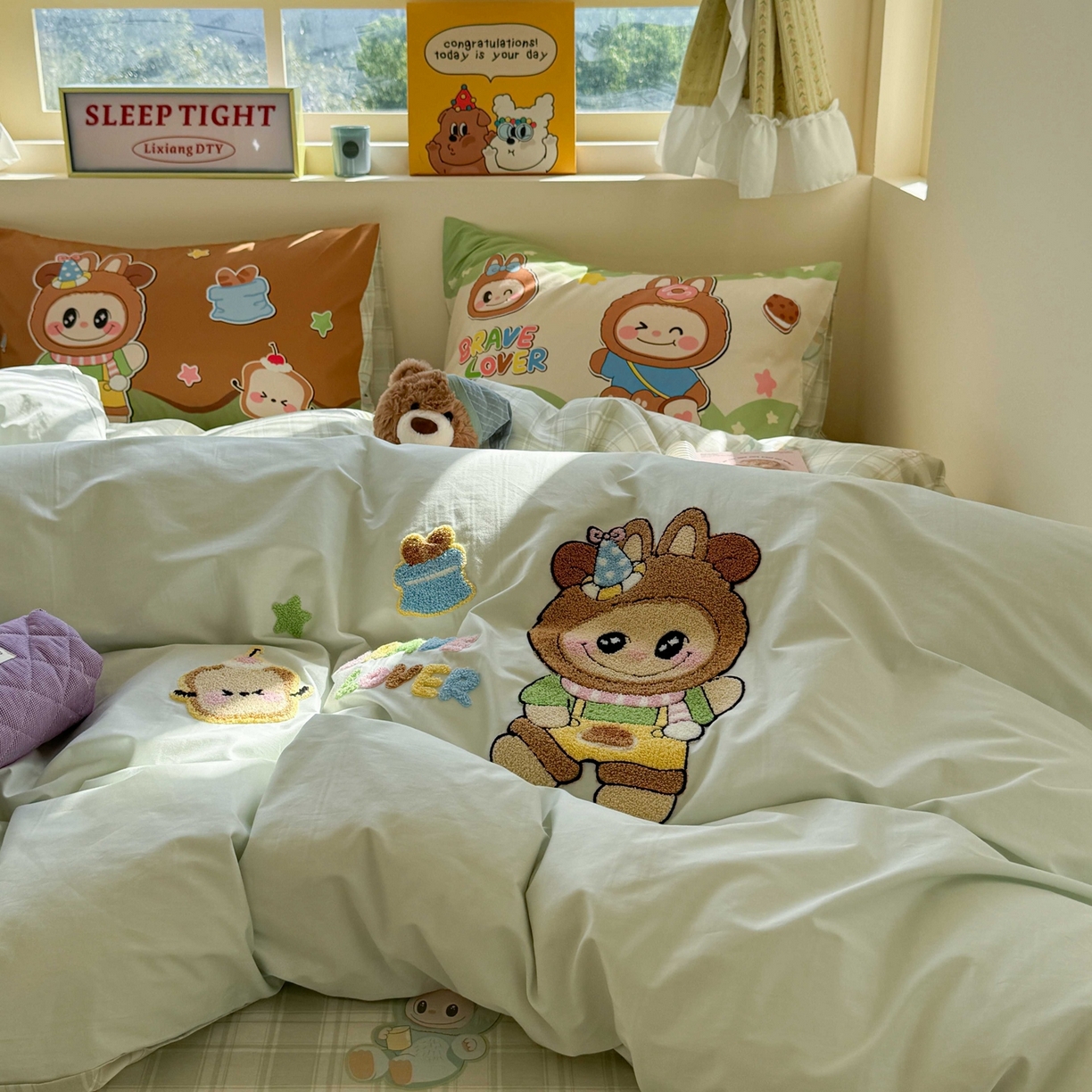 91家纺网 家纺一手货源 找家纺 柚子YOUTH 2025新款全棉纯棉印花毛巾绣四件套 毛绒布布