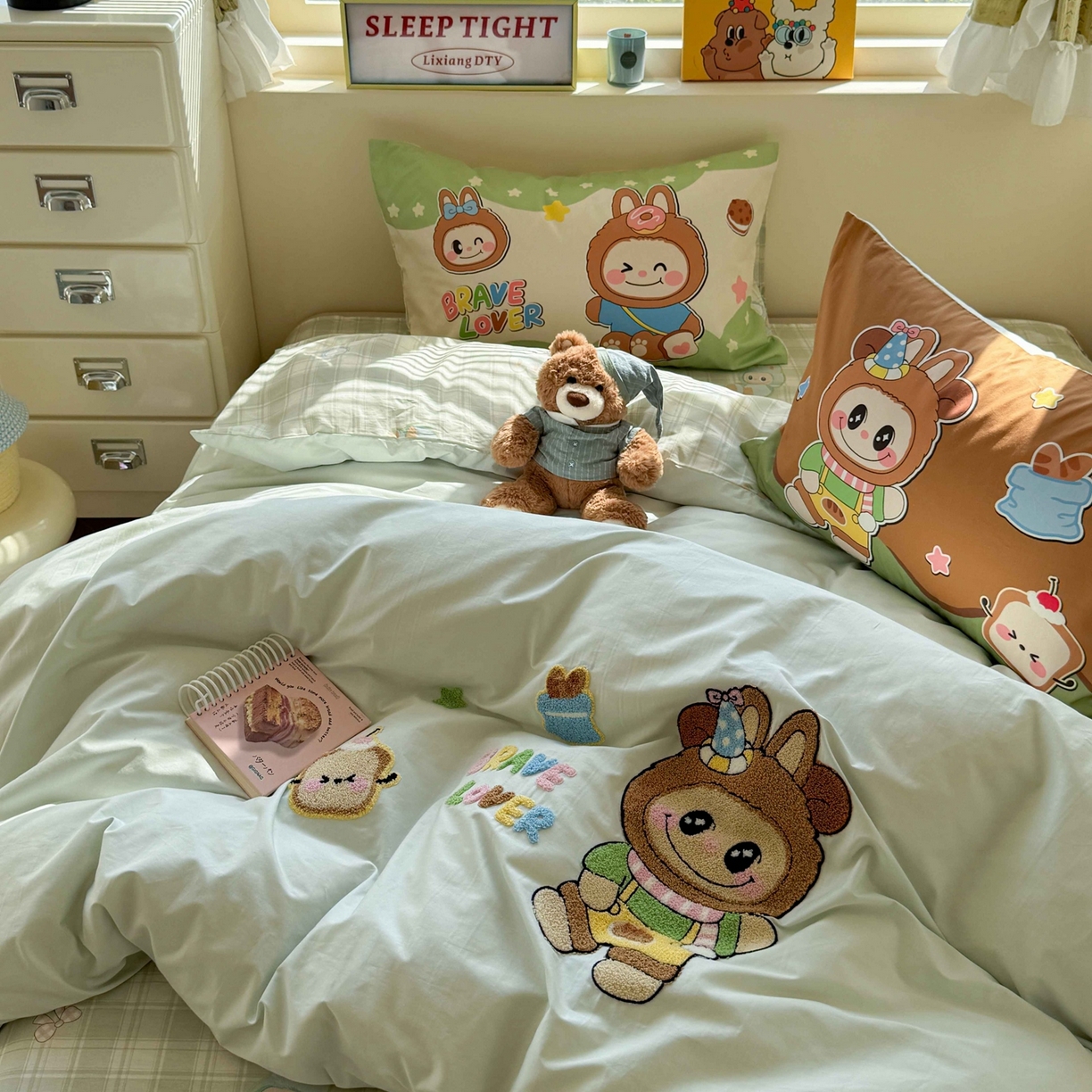 91家纺网 家纺一手货源 找家纺 柚子YOUTH 2025新款全棉纯棉印花毛巾绣四件套 毛绒布布