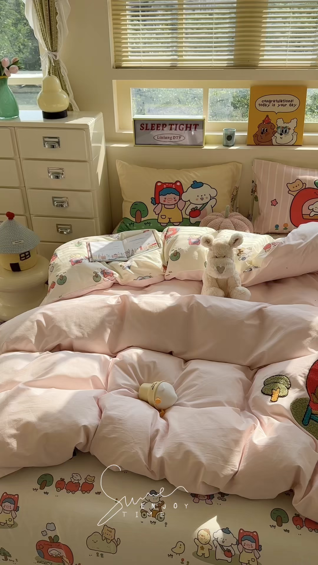 91家纺网 家纺一手货源 找家纺 柚子YOUTH 2025新款全棉纯棉印花毛巾绣四件套 苹果屋