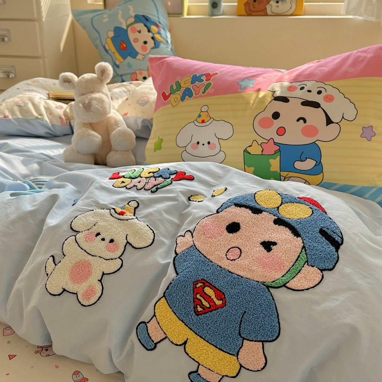 91家纺网 家纺一手货源 找家纺 柚子YOUTH 2025新款全棉纯棉印花毛巾绣四件套 小新