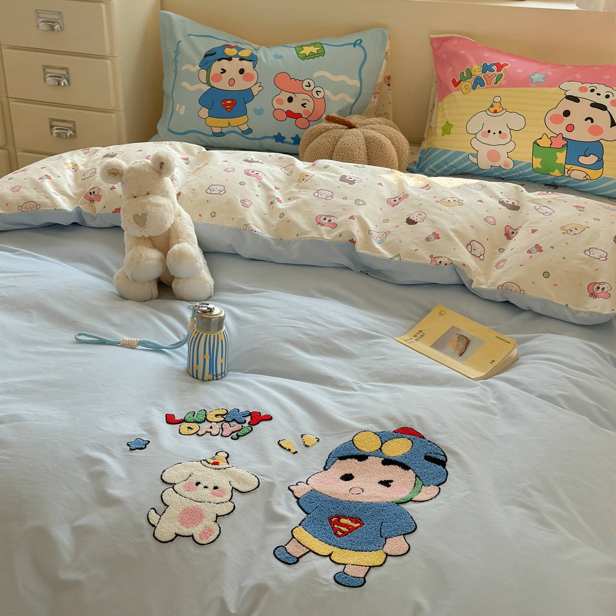 91家纺网 家纺一手货源 找家纺 柚子YOUTH 2025新款全棉纯棉印花毛巾绣四件套 小新